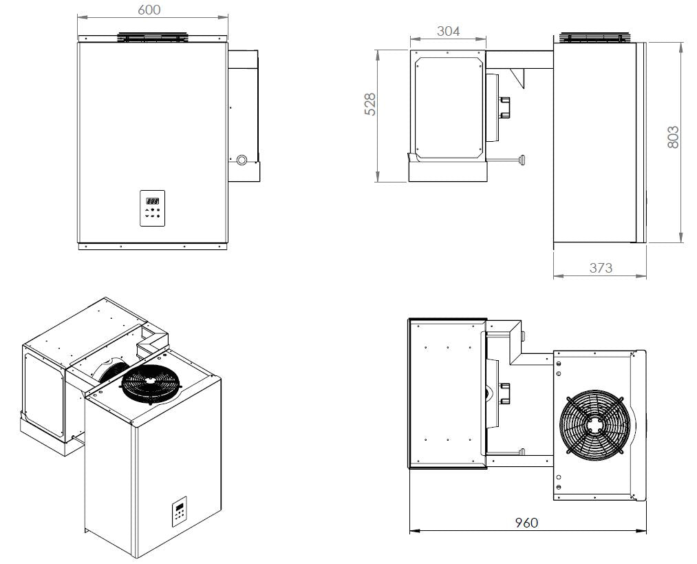 Combisteel Chiller Monoblock Refrigeration Unit Wall-Mounted Straddle Type | Capacity13.1-18 m3 - 7489.0420 Cold & Freezer Room Refrigeration Units Combisteel
