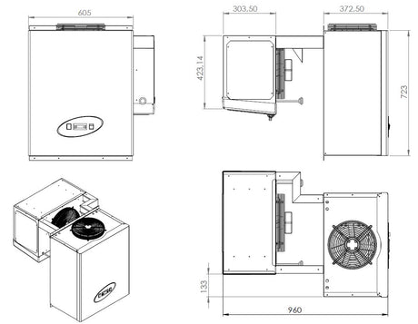 Combisteel Freezer Monoblock Refrigeration Unit Wall-Mounted Straddle Type | Capacity 9.1-13 M3 - 7489.0440 Cold & Freezer Room Refrigeration Units Combisteel