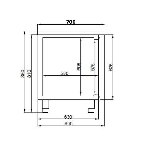 Combisteel 700 Refrigerate Counter 4 Doors Excl. Motor - 7489.5095 Refrigerated Counters - Four Door Combisteel   