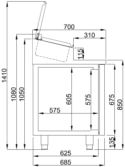 Combisteel Saladette 3 Doors 10X 1/3GN Container - 7489.5145 Saladette Counters Combisteel   