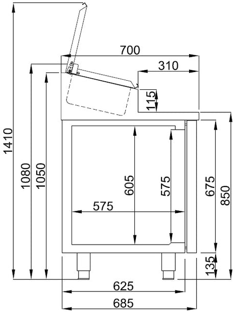 Combisteel Saladette 3 Doors 10X 1/3GN Container - 7489.5145 Saladette Counters Combisteel   