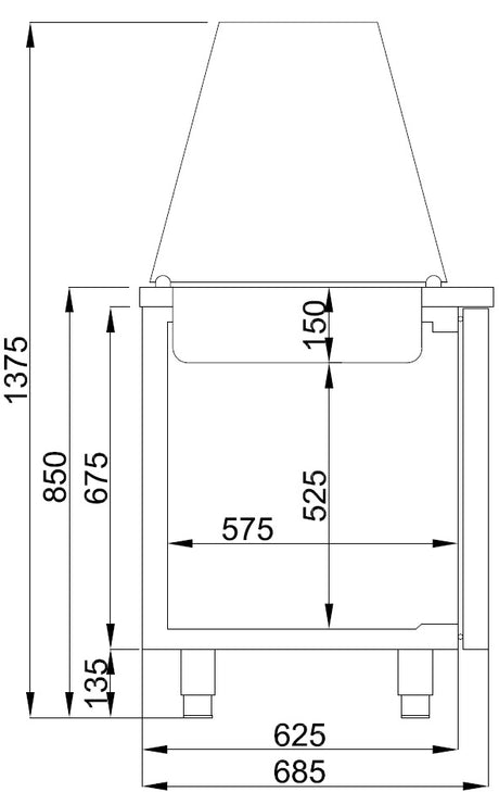Combisteel Saladette 3 Doors 4X 1/1GN Container - 7489.5155 Saladette Counters Combisteel   