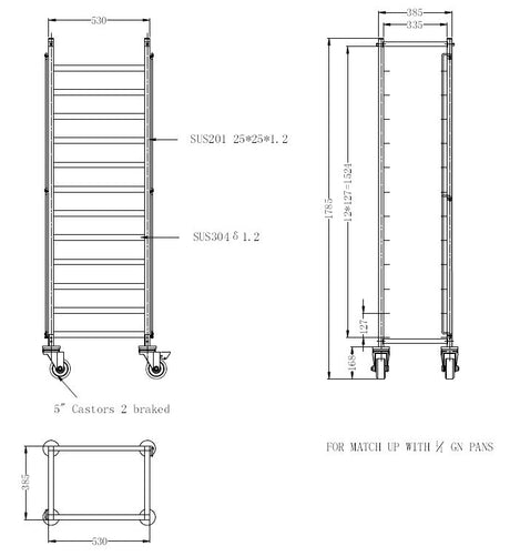 Combisteel Clearing Trolley Flat-Packed 1/1GN - 7490.0260 GN Trolley Combisteel   