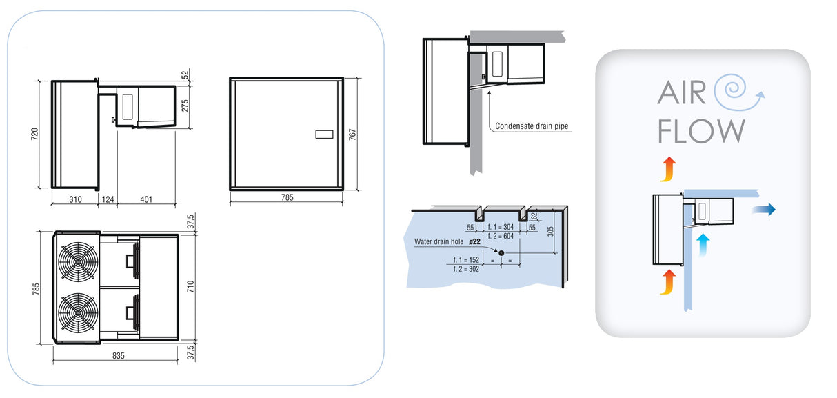 Combisteel Freezer Monoblock Refrigeration Unit Wall-Mounted Straddle Type | Capacity 11.1-15.6 m3 - 7492.0030 Cold & Freezer Room Refrigeration Units Combisteel