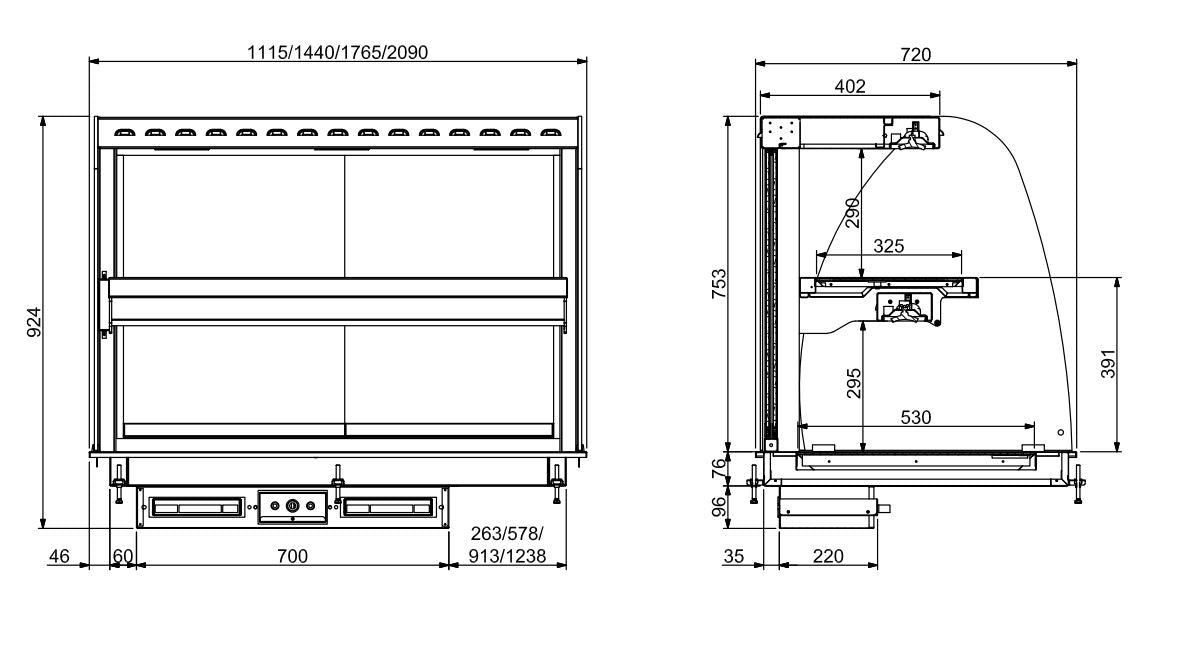 Combisteel Drop-In Curved Heated Ceramic Display - Black 4/1 - 7495.0395 Combisteel Accessories & Spare Parts Combisteel   