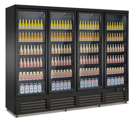 Combisteel Refrigerator 4 Glass Doors Black Ceb-2000R Bl *Transport On Request* | 7526.0115 Upright Glass Door Fridges Combisteel