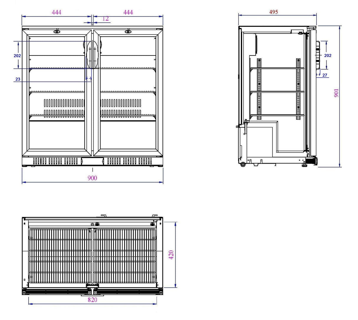 Combisteel Backbar Cooler Black 2 Doors - 7527.0010 Double Door Bottle Coolers Combisteel   