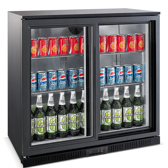 Combisteel Backbar Cooler Black 2 Sliding Doors - 7527.0020 Double Door Bottle Coolers Combisteel   