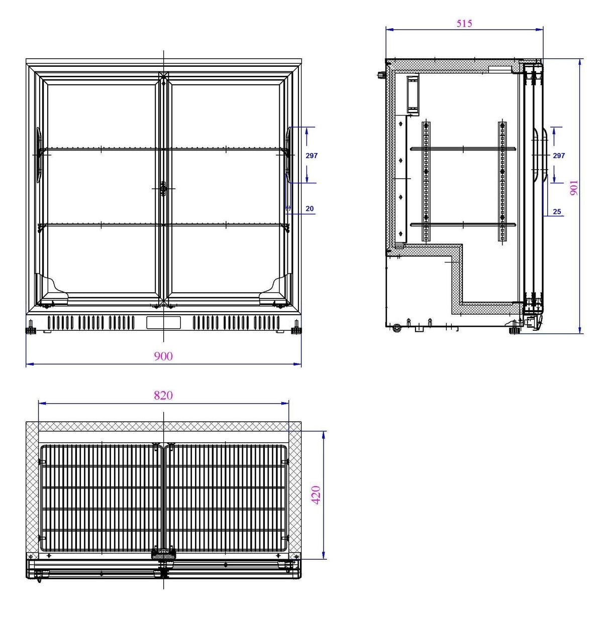 Combisteel Backbar Cooler Black 2 Sliding Doors - 7527.0020 Double Door Bottle Coolers Combisteel   