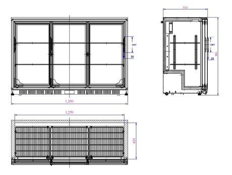 Combisteel Backbar Cooler Black 3 Sliding Doors - 7527.0025 Triple Door Bottle Coolers Combisteel   