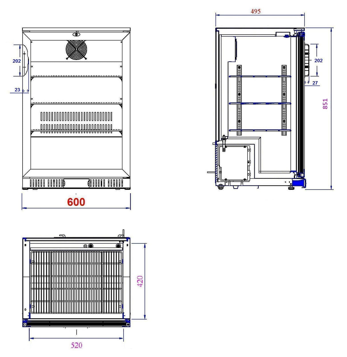 Combisteel Backbar Cooler Black 1 Door - 7527.0030 Single Door Bottle Coolers Combisteel   