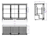 Combisteel Backbar Cooler Black 3 Sliding Doors - 7527.0050 Triple Door Bottle Coolers Combisteel   