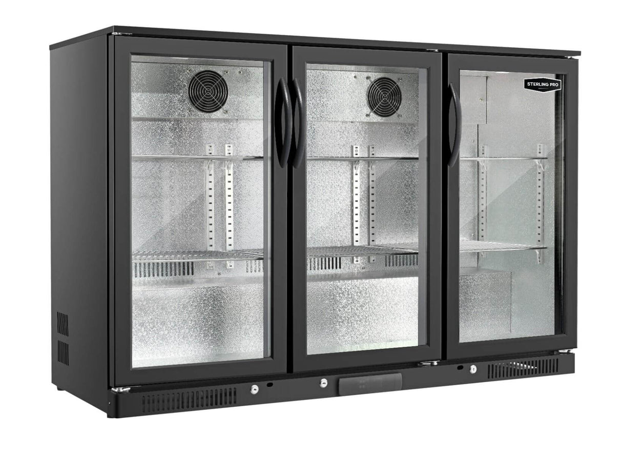 Sterling Pro SP3BC-BH Black Triple Door Hinged Bottle Cooler 300 Ltrs / 274 Bottles Triple Door Bottle Coolers Sterling Pro