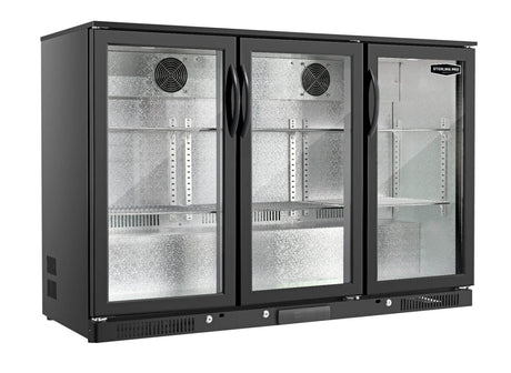 Sterling Pro SP3BC-BH Black Triple Door Hinged Bottle Cooler 300 Ltrs / 274 Bottles Triple Door Bottle Coolers Sterling Pro