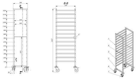 Combisteel Clearing Trolleys 1/1GN 14X - 7819.0008 GN Trolley Combisteel   