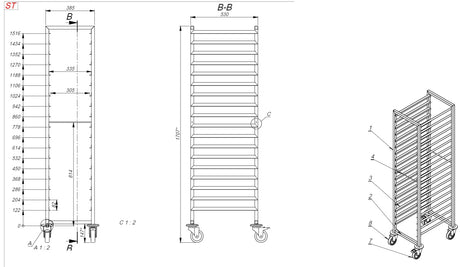 Combisteel Clearing Trolleys 1/1GN 18X - 7819.0012 GN Trolley Combisteel   