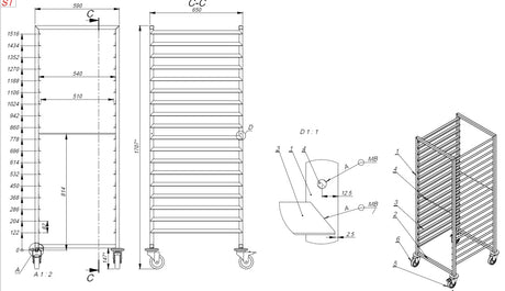 Combisteel Clearing Trolleys 2/1GN 18X - 7819.0026 GN Trolley Combisteel   