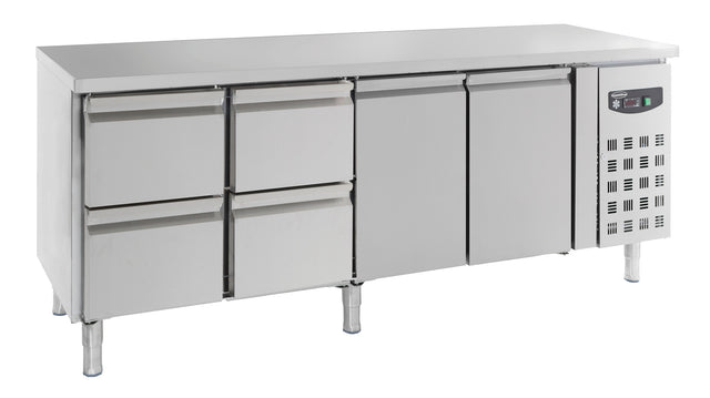 Combisteel 700 Refrigerated Counter 2 Doors And 4 Drawers - 7950.0220 Refrigerated Counters - Double Door Combisteel   