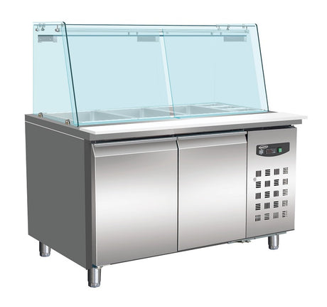 Combisteel Refrigerated Bakery Counter With Glass Cover 2 Doors  4X 1/1 GN Container - 7950.0420 Refrigerated Counters - Double Door Combisteel   