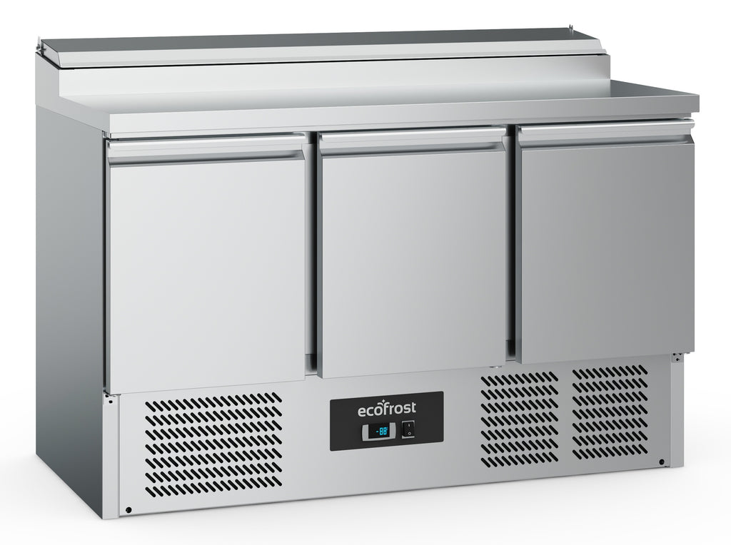 Combisteel Ecofrost Saladette 3 Doors 8x1/6GN Container | 7950.5060 Pizza Prep Counters - 3 Door Combisteel