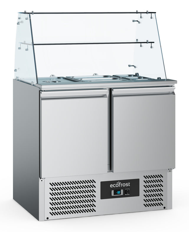 Combisteel Ecofrost Refrigerated Saladette With Glass Cover 2 Doors | 7950.5105 Saladette Counters Combisteel