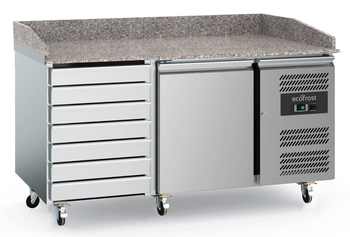 Combisteel Ecofrost Pizza Counter 1 Door 7 Drawers With Wheels | 7950.5145 Counter Fridges With Drawers Combisteel