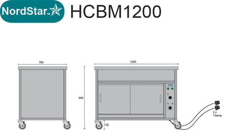 Nordstar NordStar Hot Cupboard With Bain Marie 3 x 1/1GN Dry Heat | NSHCBM1200 Hot Cupboards Nordstar