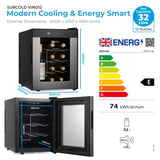 Barcool Vino12 LED Wine Cooler Compact Countertop Drinks Display Fridge 12 Bottle Capacity
