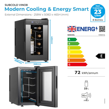 Barcool Vino8 LED Wine Cooler Wine Fridge Subcold Ltd