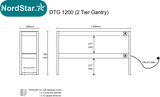 Nordstar Heated Gantry Double Tier Chefs Rack Overshelf 1200mm 6 Quartz Lamp | DTG1200 Heated Gantry Chef's Rack Nordstar