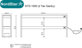 Nordstar Heated Gantry Double Tier Chefs Rack Overshelf 1500mm 6 Quartz Lamp | DTG1500 Heated Gantry Chef's Rack Nordstar