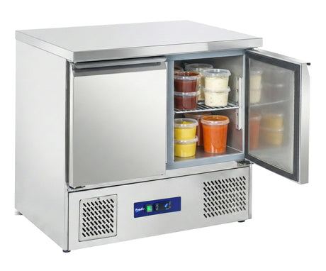 Prodis Low Energy Fully Ventilated 2 Door Compact Counter, Flat Top | EC-2SS-LE Refrigerated Counters - Double Door Prodis