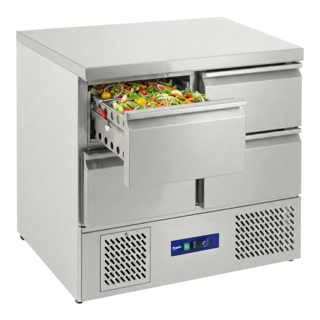 Prodis 4 Drawer Compact Saladette Counter Flat Top | EC-4DSS-LE Counter Fridges With Drawers Prodis