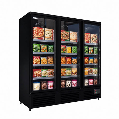 Empire Upright Display Freezer 1560L Triple Glass Door Commercial Black Interior | EMP-1780FB Refrigeration Uprights - Triple Door Empire Supplies