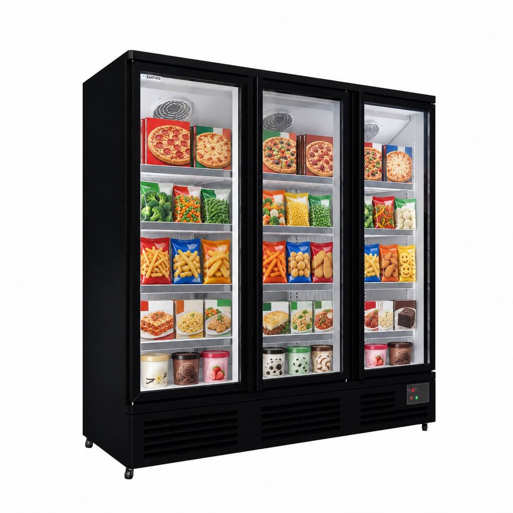 Empire Upright Display Freezer 1560L Triple Glass Door Commercial White Interior | EMP-1780FW Refrigeration Uprights - Triple Door Empire Supplies