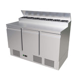 Empire Stainless Steel Three Door Open Top Pizza Prep Counter - PS300 Pizza Prep Counters - 3 Door Empire   