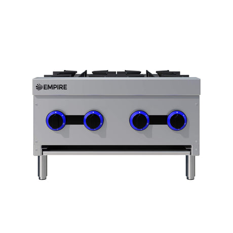Empire 4-Burner Commercial Gas Boiling Hob – Countertop Cooker Natural Gas & LPG | EMP-XRB-4-OZ-M - Graded Item Commercial Boiling Tops & Gas Hobs Empire