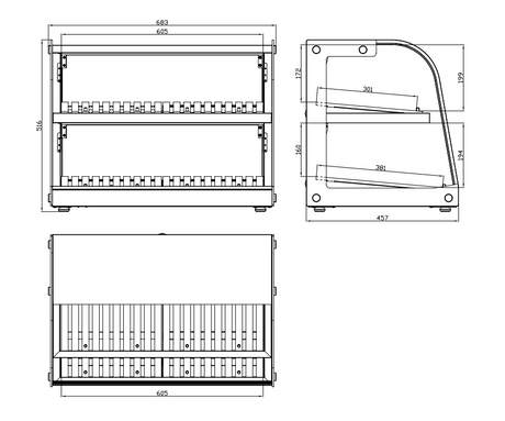 Empire Glass Countertop Display Case – Ambient Commercial Showcase 684mm Wide for Bakery Deli Cake | EMP-Z100R-C Ambient Display Units Empire
