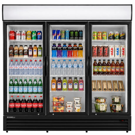 Empire Triple Door Upright Display Fridge Cooler – Commercial Glass Door Merchandiser | CL-1500WC Upright Triple Glass Door Chillers Empire Supplies