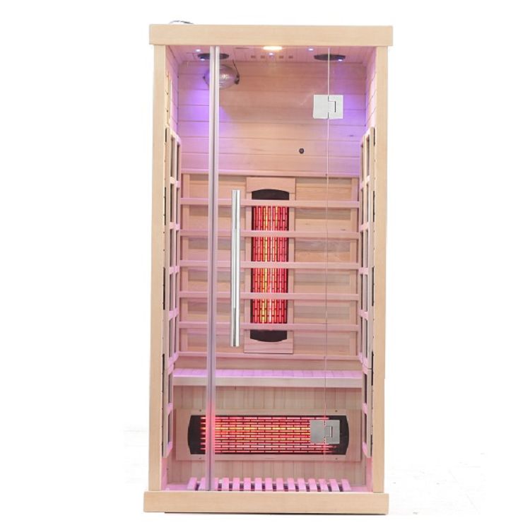 Empire 1-Person Infrared Sauna Cabin Compact – Hemlock Wood, Glass Front, Bluetooth & Full Spectrum Heating | EMP-S1 Infrared Saunas Empire