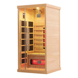 Empire 1-Person Infrared Sauna Cabin Compact – Hemlock Wood, Glass Front, Bluetooth & Full Spectrum Heating | EMP-S1 Infrared Saunas Empire