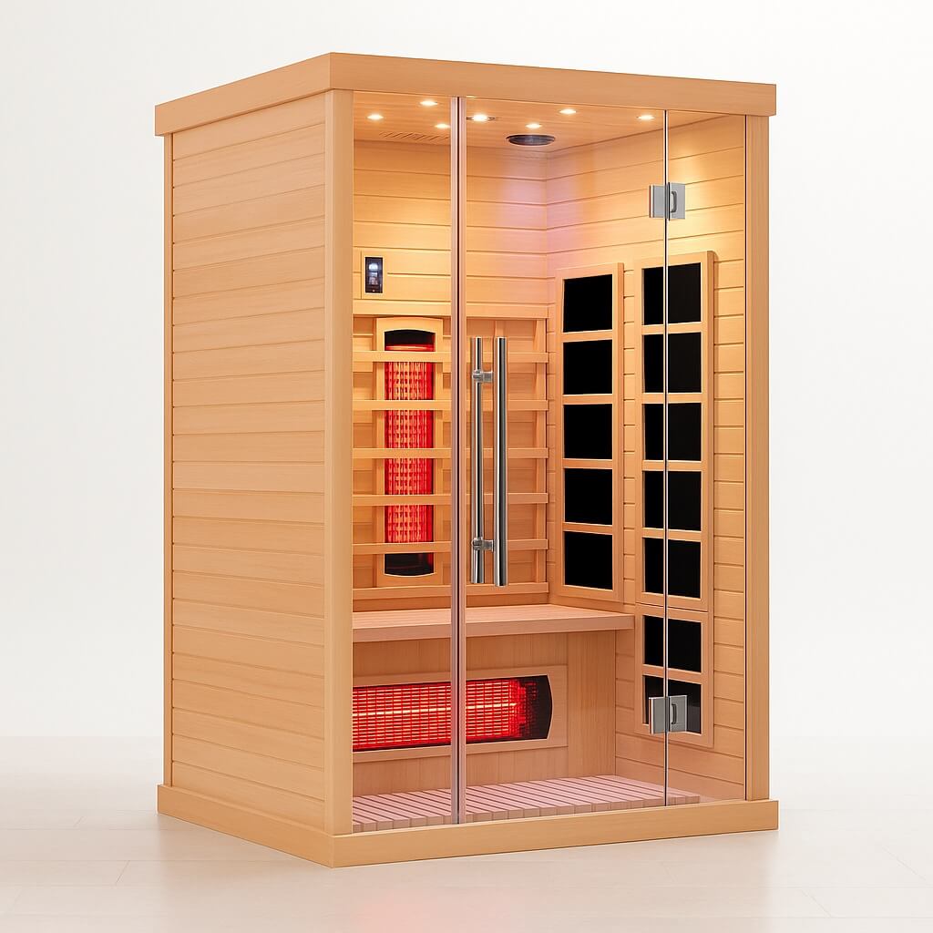 Empire 2-Person Infrared Sauna Cabin – Hemlock Wood, Glass Front, Bluetooth & Full Spectrum Heating | EMP-S2 Infrared Saunas Empire