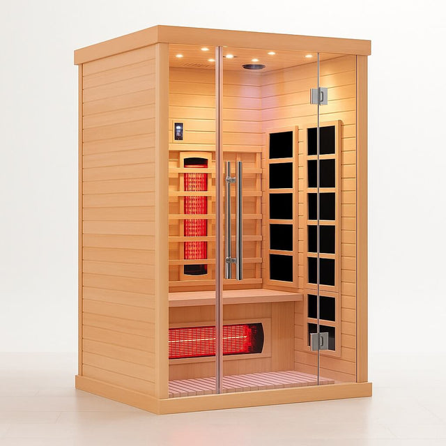 Empire 2-Person Infrared Sauna Cabin – Hemlock Wood, Glass Front, Bluetooth & Full Spectrum Heating | EMP-S2 Infrared Saunas Empire