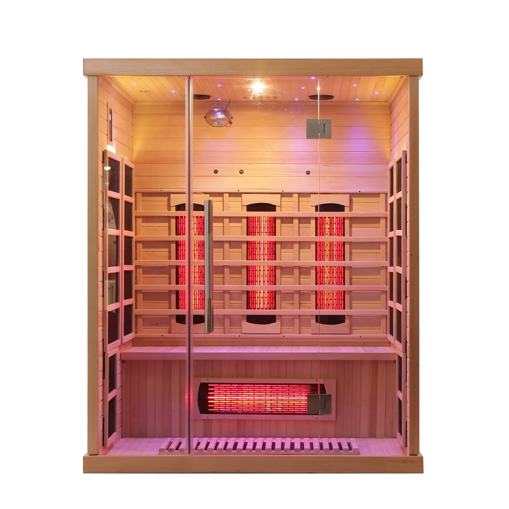 Empire 3-Person Infrared Sauna Cabin – Hemlock Wood, Glass Front, Bluetooth & Full Spectrum Heating | EMP-S3 Infrared Saunas Empire