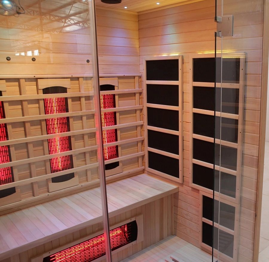 Empire 3-Person Infrared Sauna Cabin – Hemlock Wood, Glass Front, Bluetooth & Full Spectrum Heating | EMP-S3 Infrared Saunas Empire