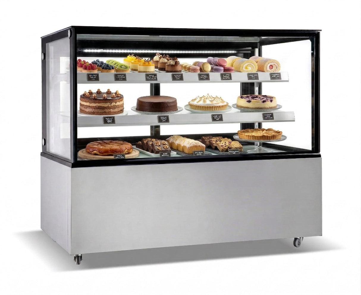 Empire Chilled Deli Patisserie Flat Glass Display Fridge 400 Litre - EMP-370-C Refrigerated Floor Standing Display Empire