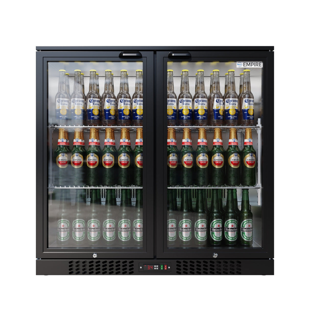 Empire Double Door 208L Bottle Cooler – Hinged Door Commercial Back Bar Fridge | CL-210H - Graded Item