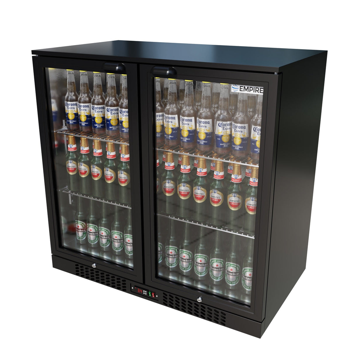Empire Double Door 208L Bottle Cooler – Hinged Door Commercial Back Bar Fridge | CL-210H - Graded Item