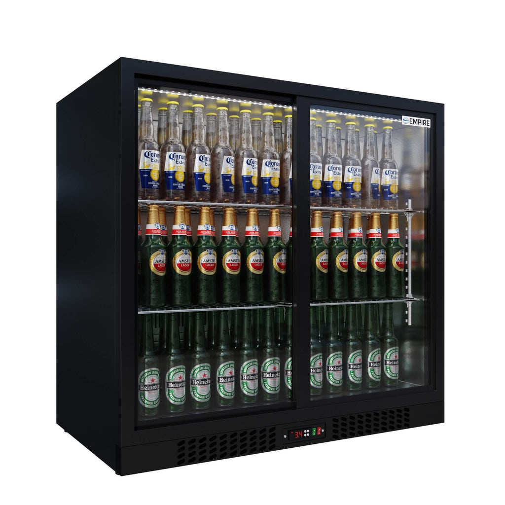 Empire Double Door 208L Bottle Cooler – Sliding Door Commercial Back Bar Fridge | CL-210S - Graded Item