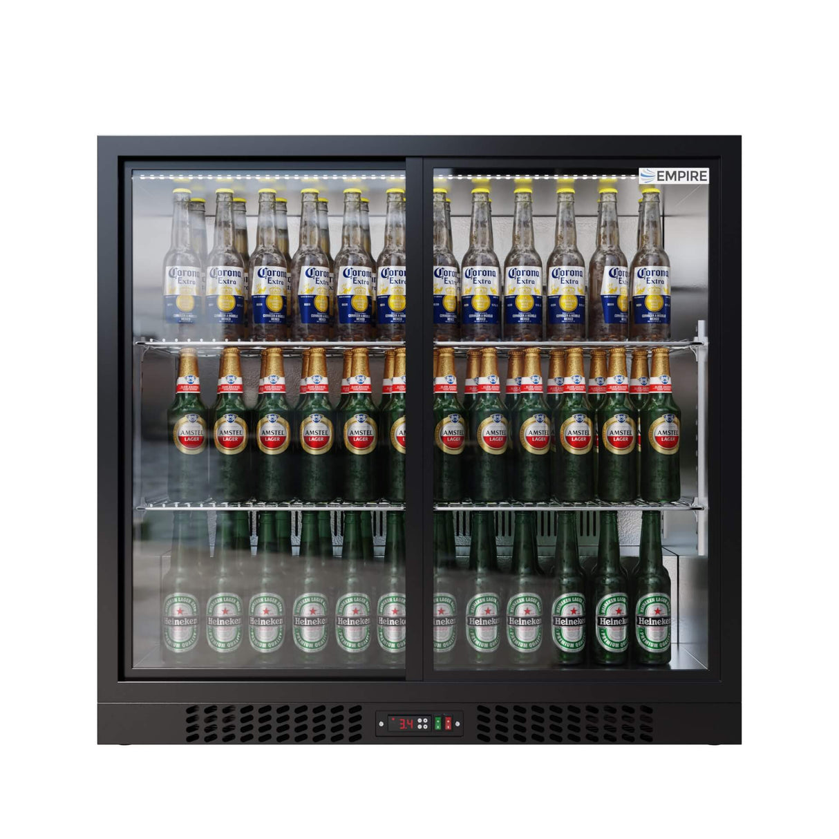 Empire Core Double Door 208L Bottle Cooler – Sliding Door Commercial Back Bar Fridge | CL-210S-P Double Door Bottle Coolers Empire